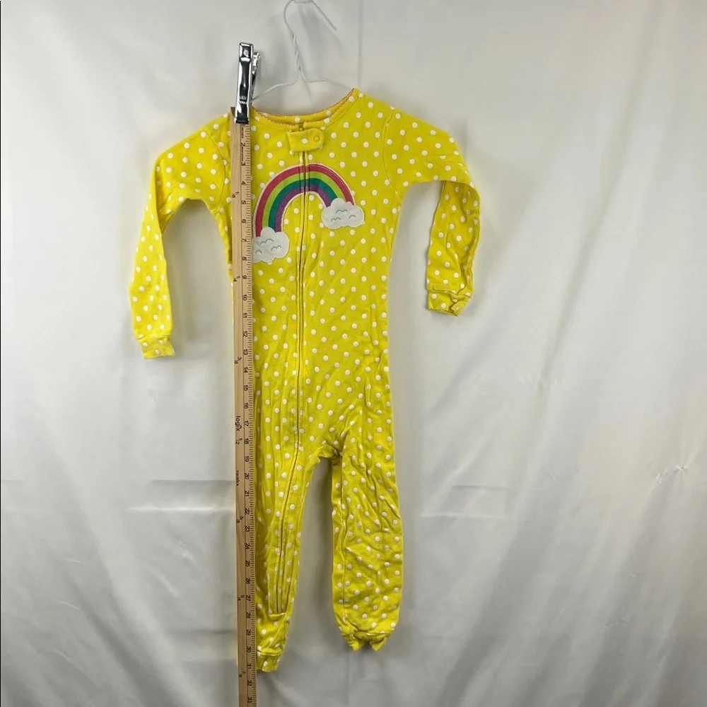 Simple Joy - Girl’s Sleep n Play - Size 4t - Yellow and White Dot - Rainbow